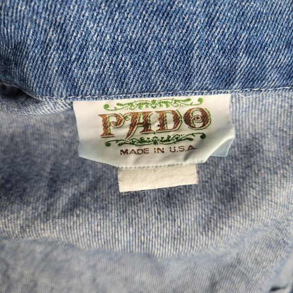 Vintage Floral Embroidered Blue Denim Rodeo Western Rodeo Jacket Womens Size S - Picture 10 of 12